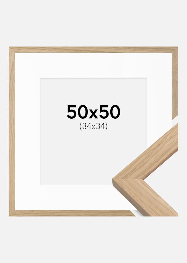 Rahmen Oak Wood 50x50 cm - Passepartout Weiß 35x35 cm