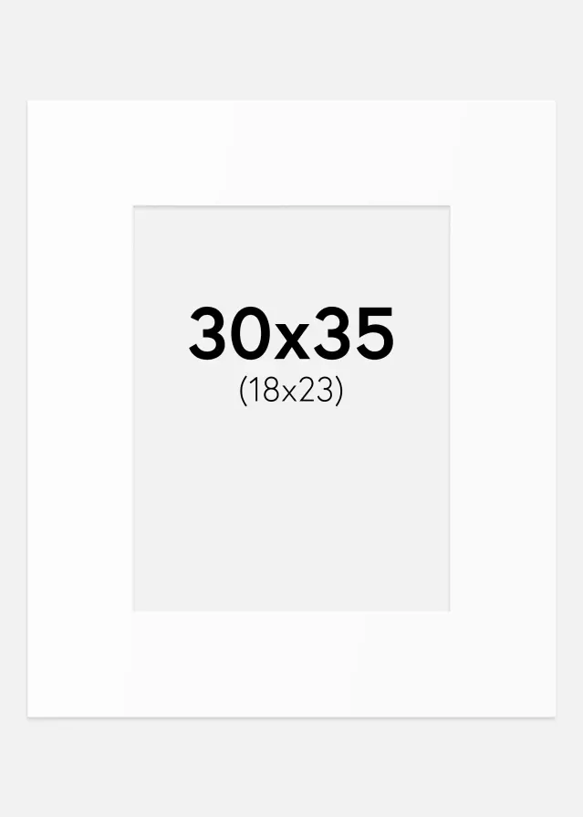 Passepartout Weiß Standard (weißer Kern) 30x35 cm (18x23)