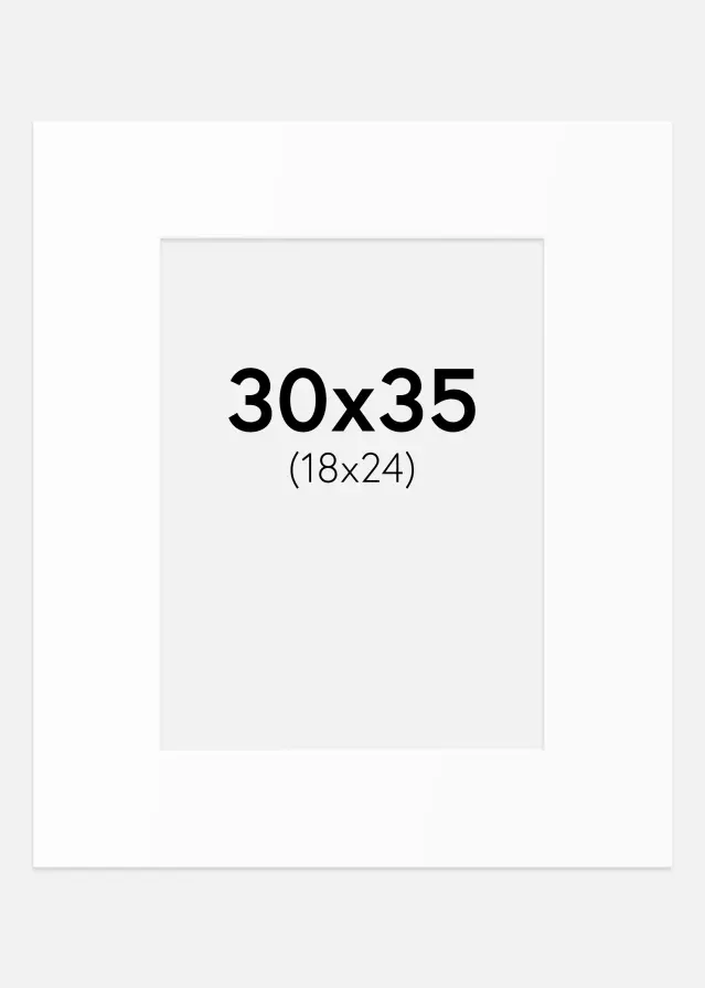Passepartout Weiß Standard (weißer Kern) 30x35 cm (18x24)