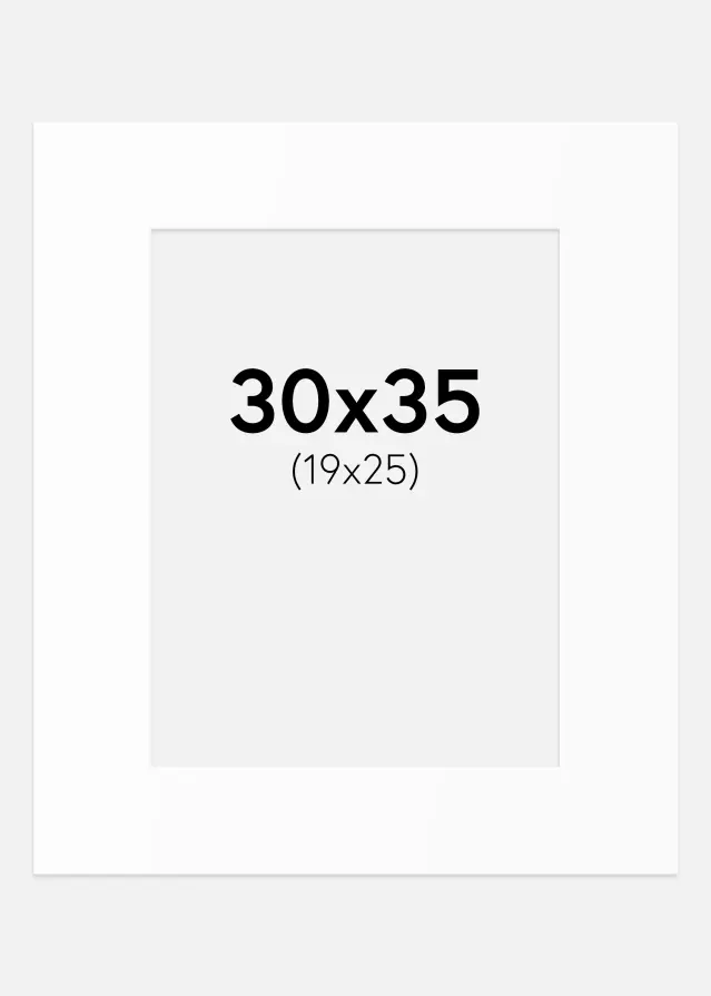Passepartout Weiß Standard (weißer Kern) 30x35 cm (19x25)