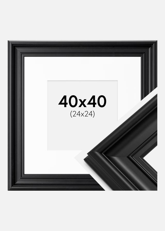 Rahmen Mora Premium Schwarz 40x40 cm - Passepartout Weiß 25x25 cm
