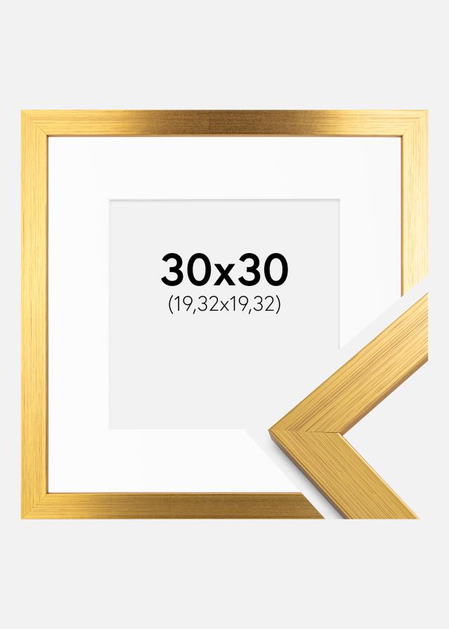 Rahmen Gold Wood 30x30 cm - Passepartout Weiß 8x8 inches
