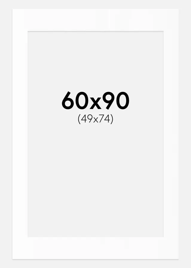 Passepartout Weiß Standard (weißer Kern) 60x90 cm (49x74)