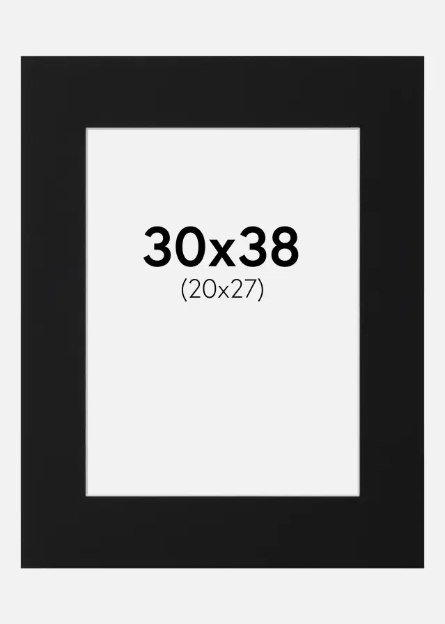 Passepartout Schwarz Standard (weißer Kern) 30x38 cm (20x27)