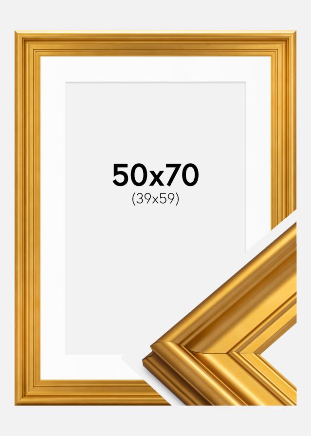 Rahmen Mora Premium Gold 50x70 cm - Passepartout Weiß 40x60 cm