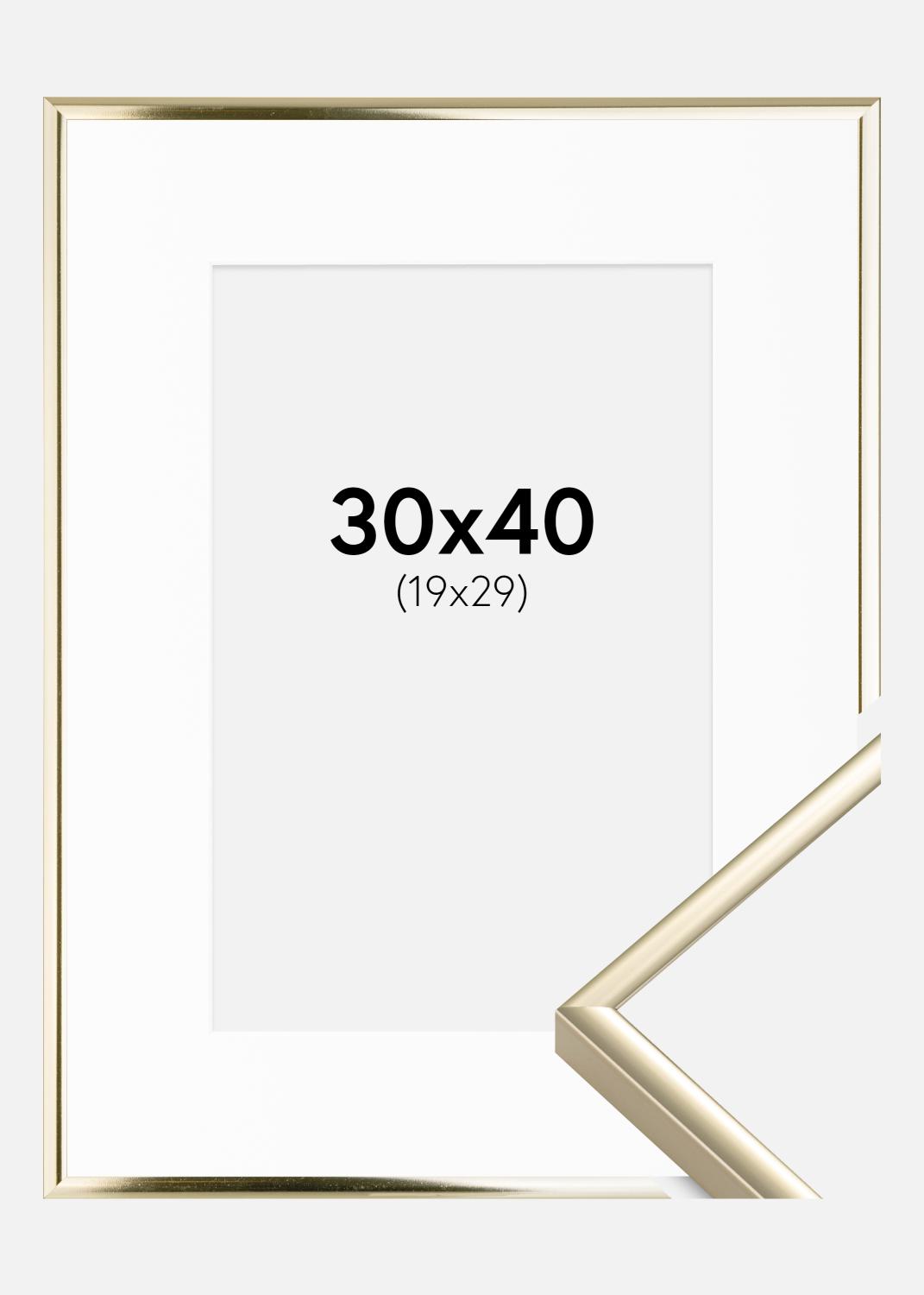 Product Image for Rahmen Aluminium Gold glänzend 30x40 cm - Passepartout Weiß 20x30 cm