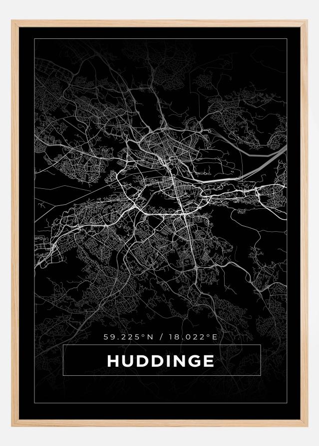 Map - Huddinge - Black Poster