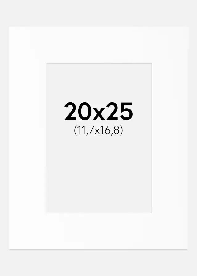 Passepartout Weiß Standard (weißer Kern) 20x25 cm (11,7x16,8)