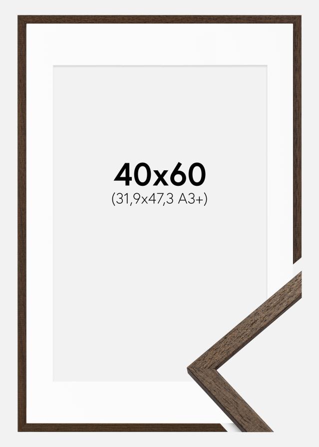 Rahmen Edsbyn Walnuss 40x60 cm - Passepartout Weiß 32,9x48,3 cm (A3+)