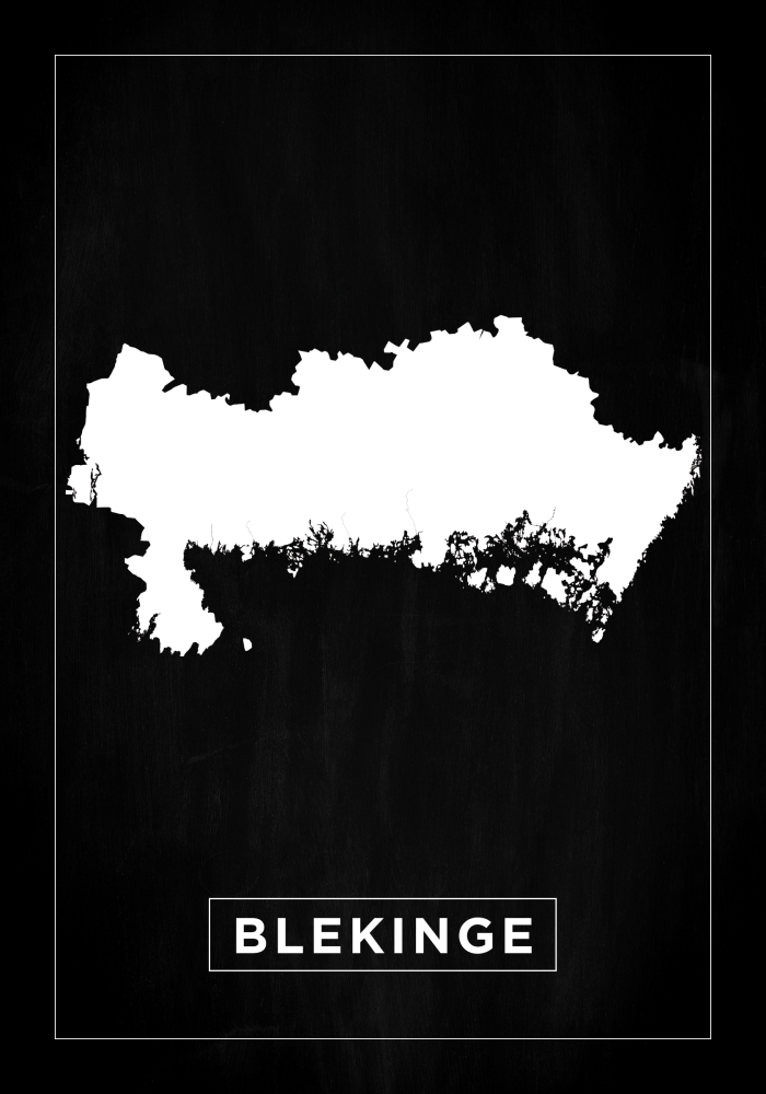 Map - Blekinge - Black Poster