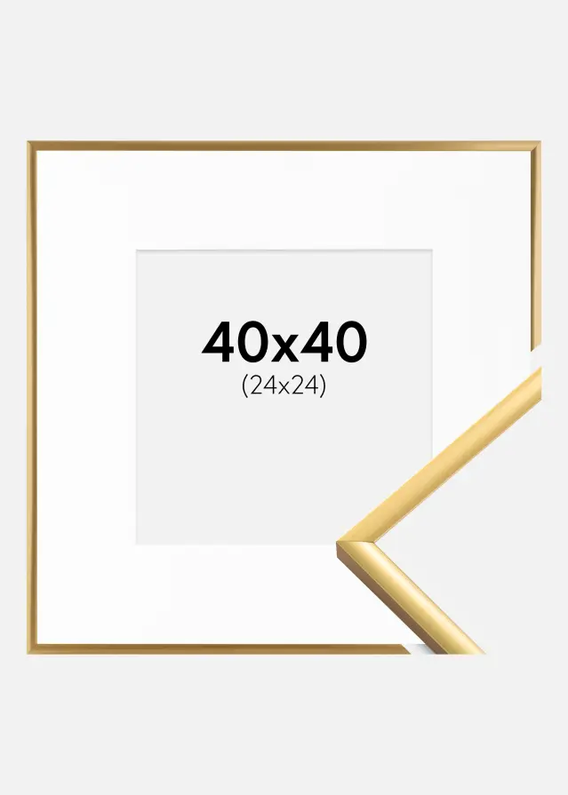 Rahmen New Lifestyle Shiny Gold 40x40 cm - Passepartout Weiß 25x25 cm