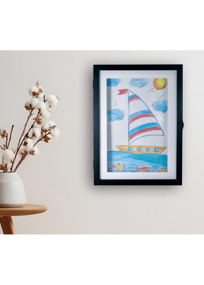 Bilderrahmen Kinderzeichnungen Newbie Acrylglas Schwarz A4