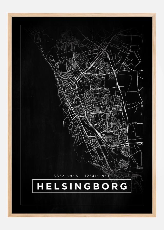 Map - Helsingborg - Black Poster