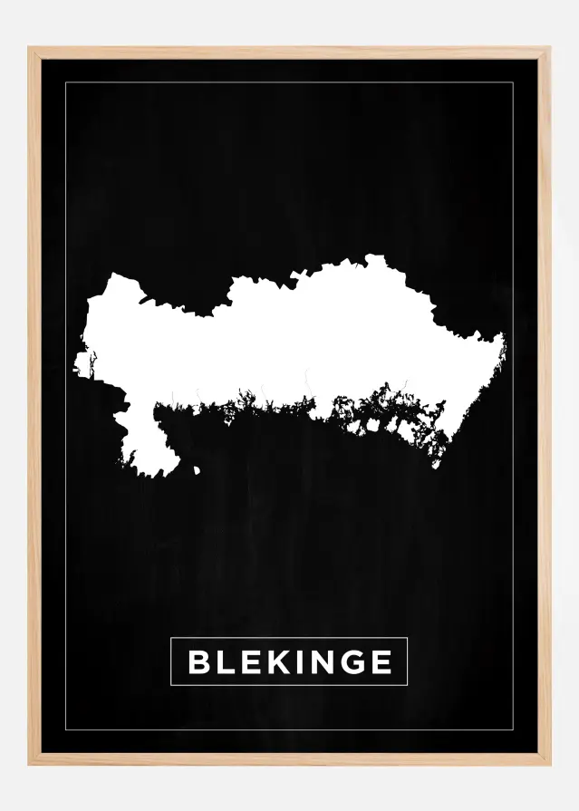 Map - Blekinge - Black Poster