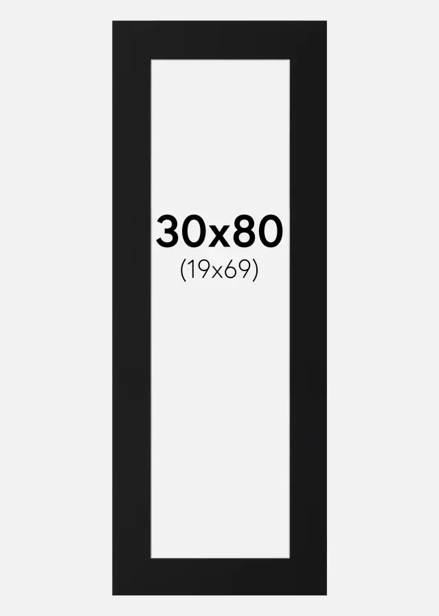 Passepartout Schwarz Standard (weißer Kern) 30x80 cm (19x69)