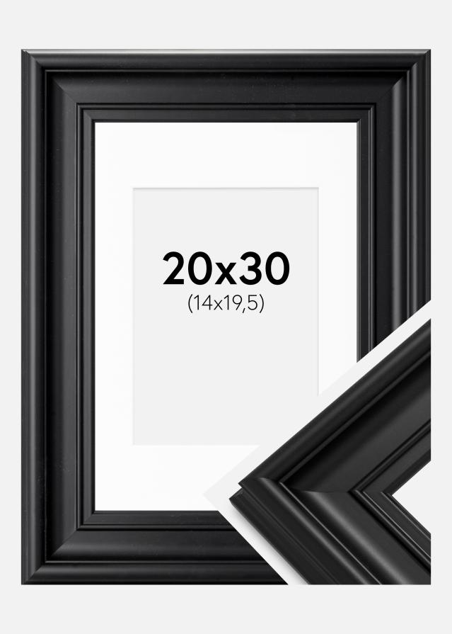 Rahmen Mora Premium Schwarz 20x30 cm - Passepartout Weiß 15x21 cm (A5)