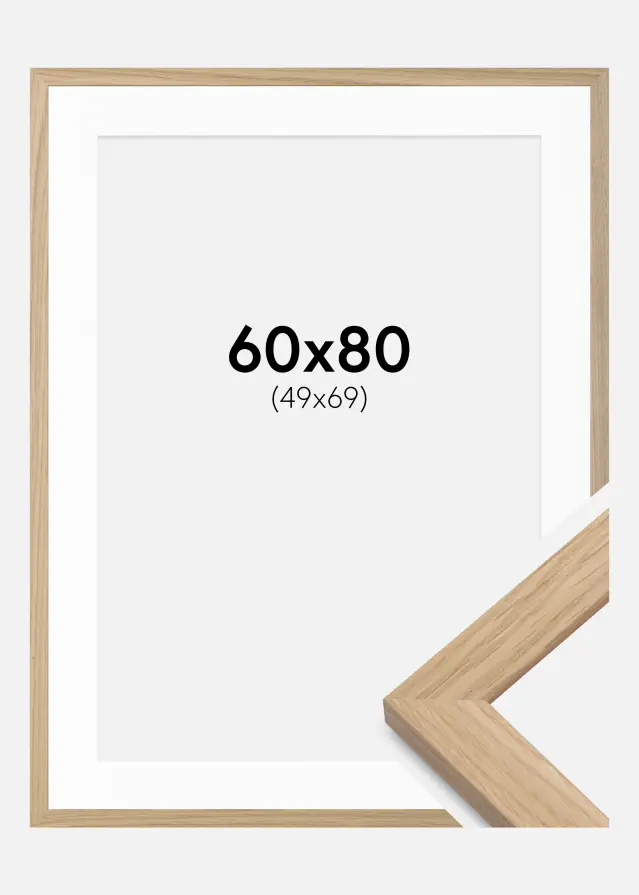 Rahmen Oak Wood 60x80 cm - Passepartout Weiß 50x70 cm