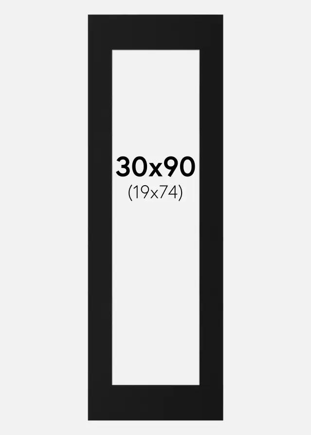 Passepartout Schwarz Standard (weißer Kern) 30x90 cm (19x74)