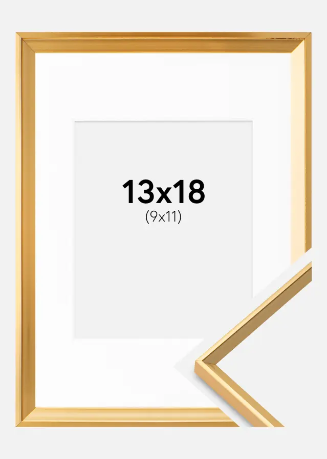 Rahmen Desire Gold 13x18 cm - Passepartout Weiß 10x12 cm