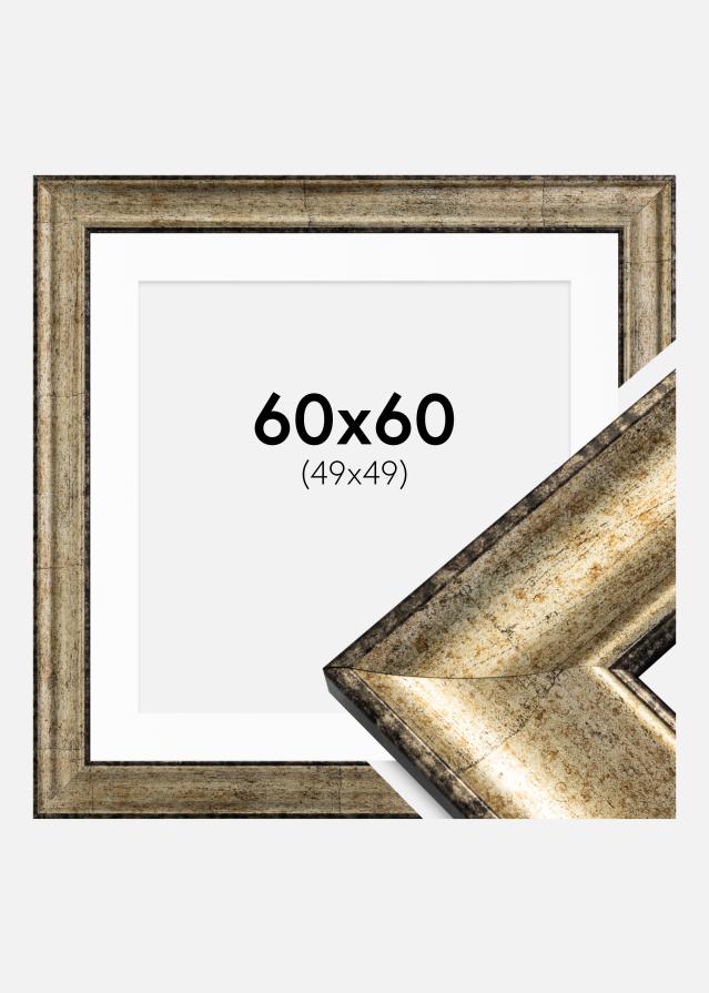 Rahmen Saltsjöbaden Antik-Gold 60x60 cm - Passepartout Weiß 50x50 cm