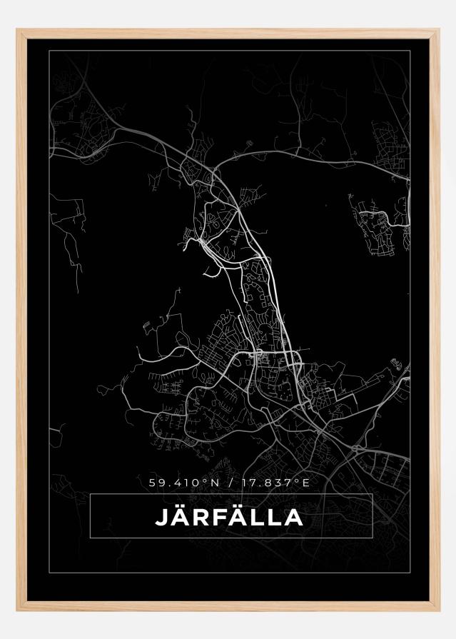 Map - Järfälla - Black Poster