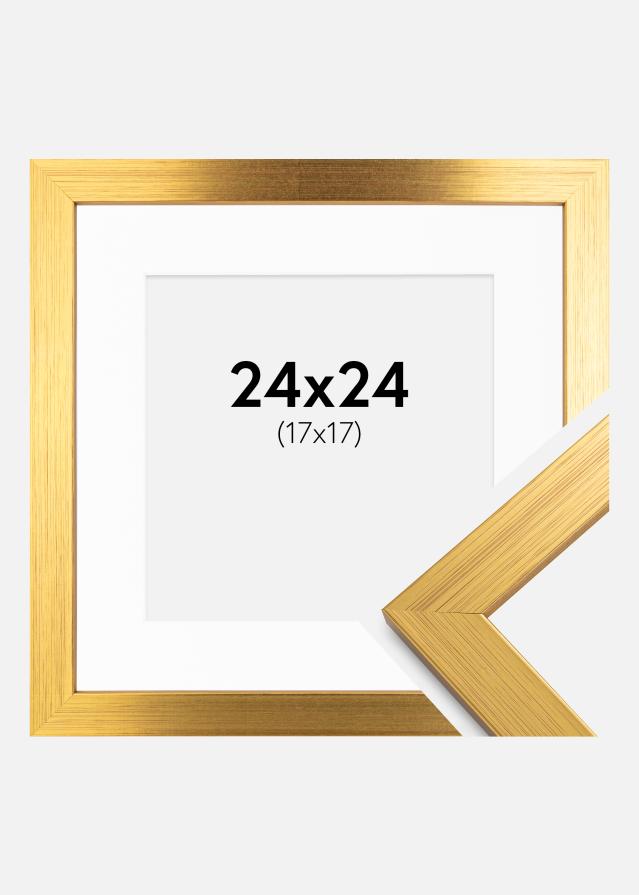 Rahmen Gold Wood 24x24 cm - Passepartout Weiß 18x18 cm