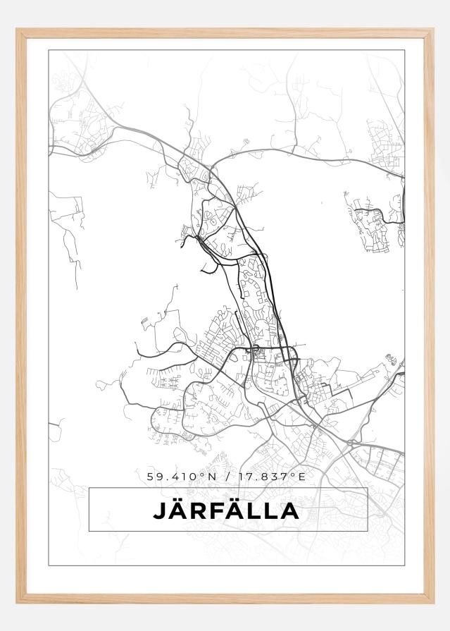 Map - Järfälla - White Poster