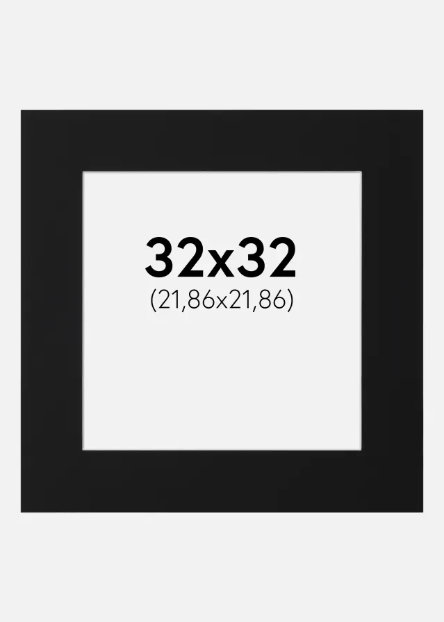 Passepartout Schwarz Standard (weißer Kern) 32x32 cm (21,86x21,86)