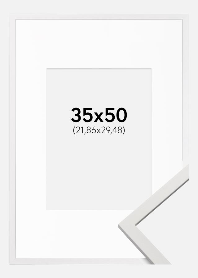 Rahmen Edsbyn Weiß 35x50 cm - Passepartout Weiß 9x12 inches