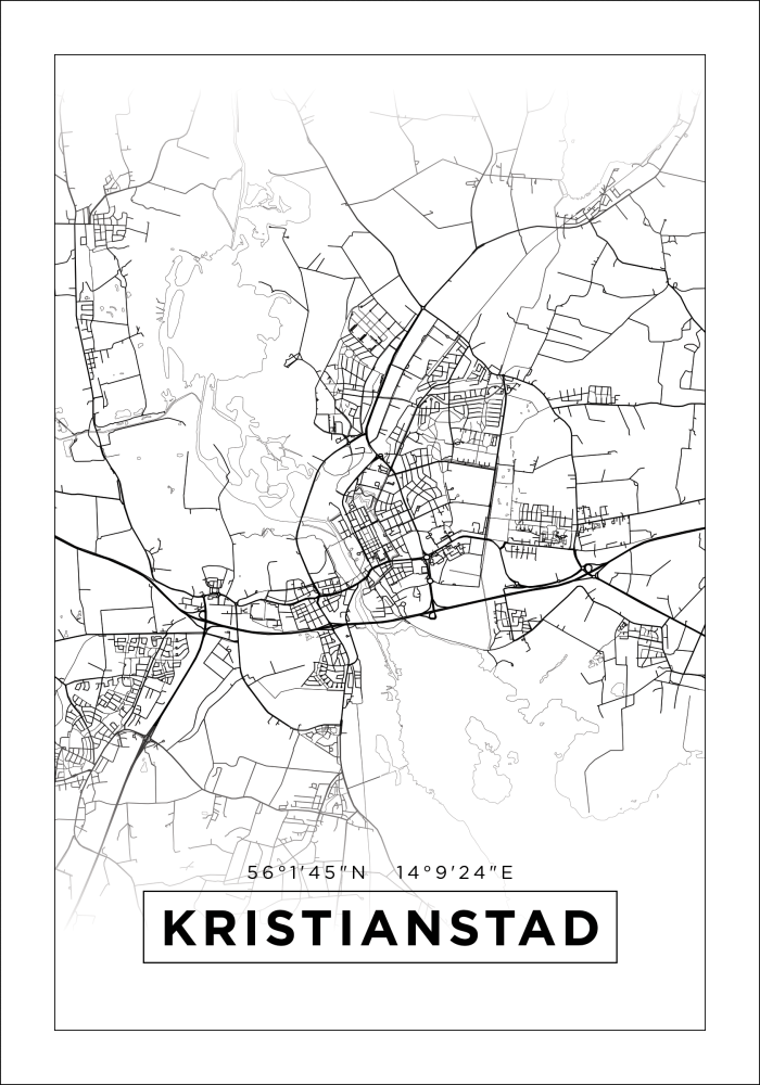 Map - Kristianstad - White Poster