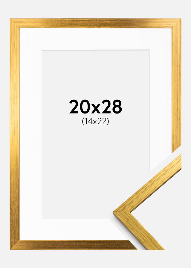 Rahmen Edsbyn Gold 20x28 cm - Passepartout Weiß 15x23 cm