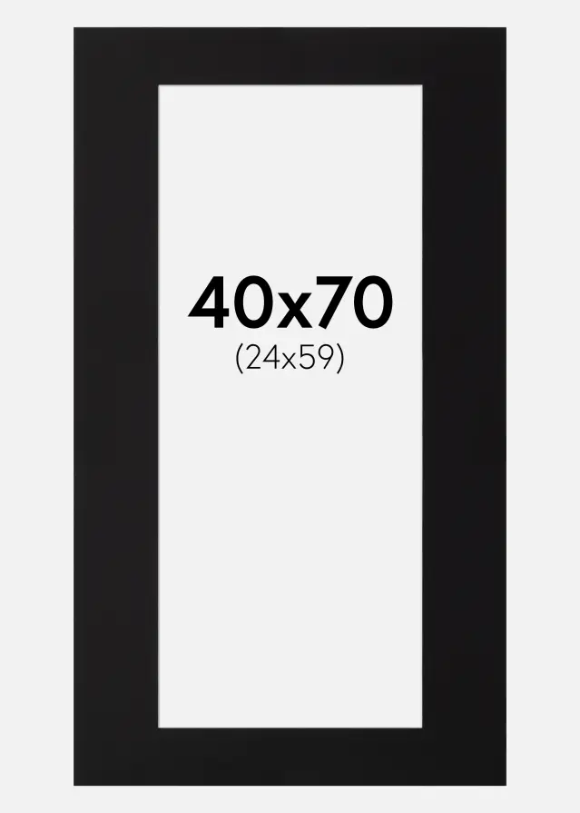 Passepartout Schwarz Standard (weißer Kern) 40x70 cm (24x59)
