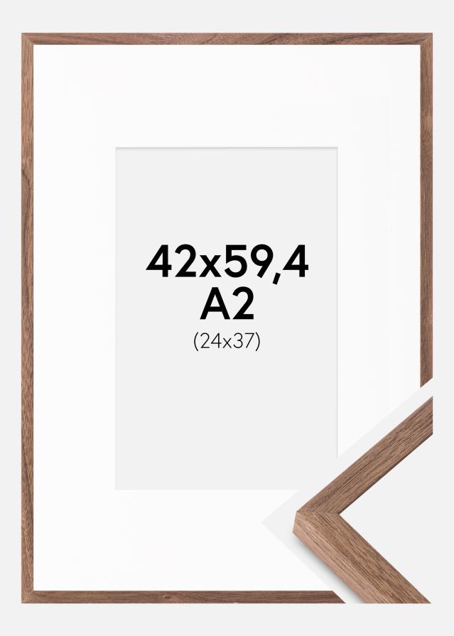 Rahmen Soul Walnut Veneer 42x59,4 cm (A2) - Passepartout Weiß 25x38 cm