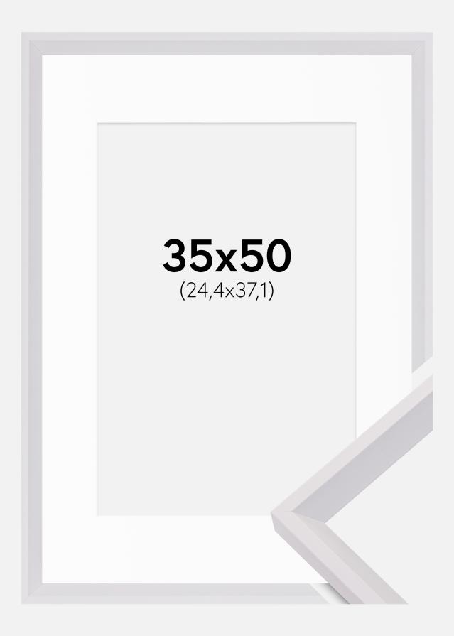 Rahmen Globe Weiß 35x50 cm - Passepartout Weiß 10x15 inches