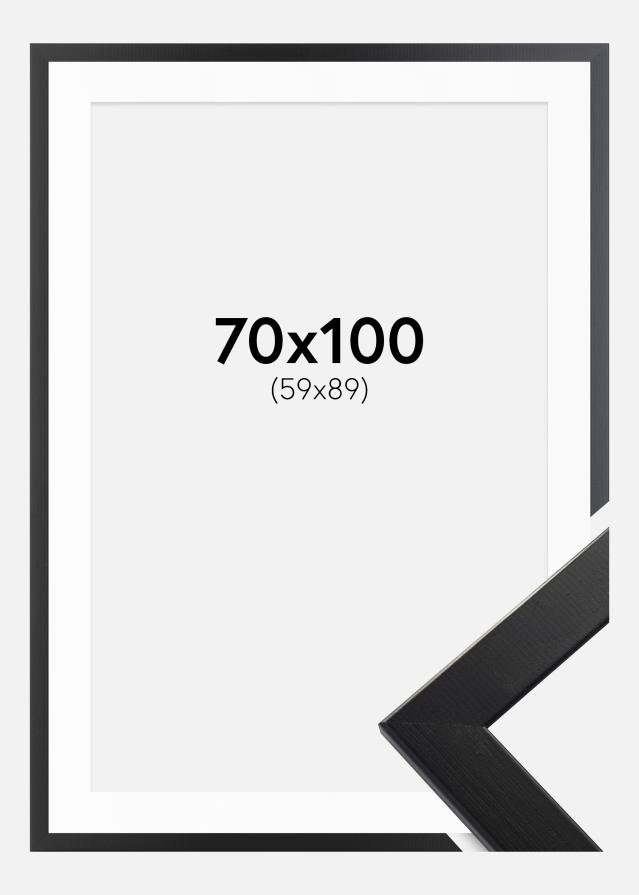 Rahmen Trendline Schwarz 70x100 cm - Passepartout Weiß 60x90 cm