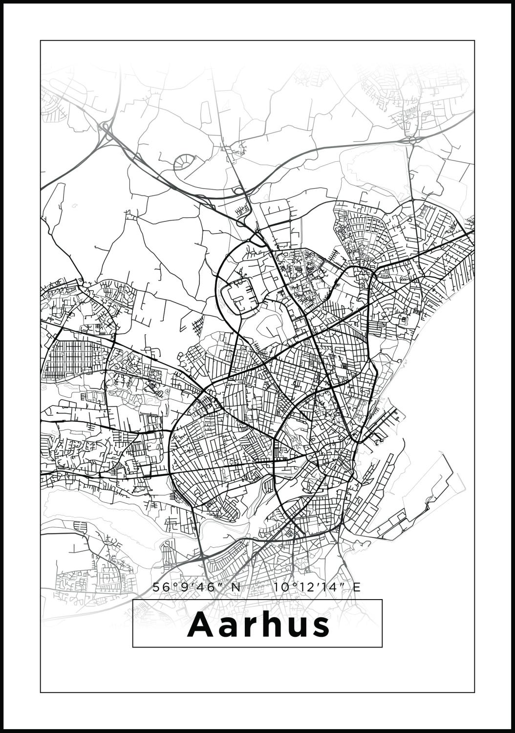 Product Image for Map - Aarhus - White (50x70 cm)