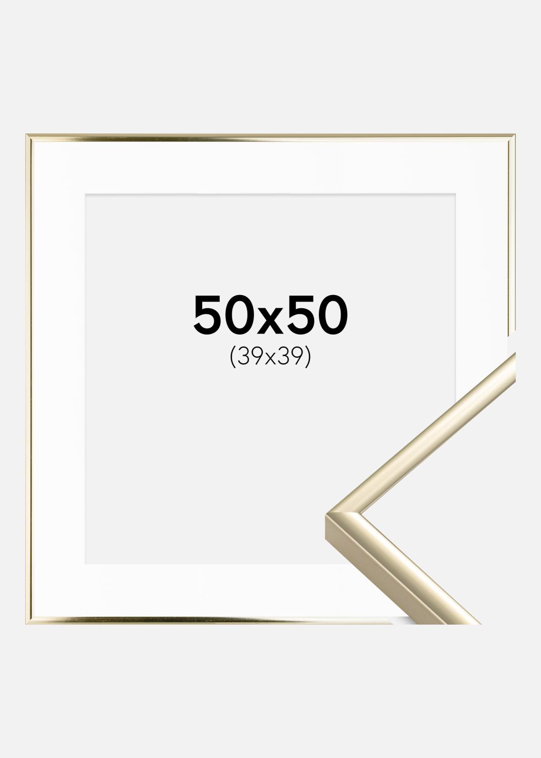 Product Image for Rahmen Aluminium Gold glänzend 50x50 cm - Passepartout Weiß 40x40 cm