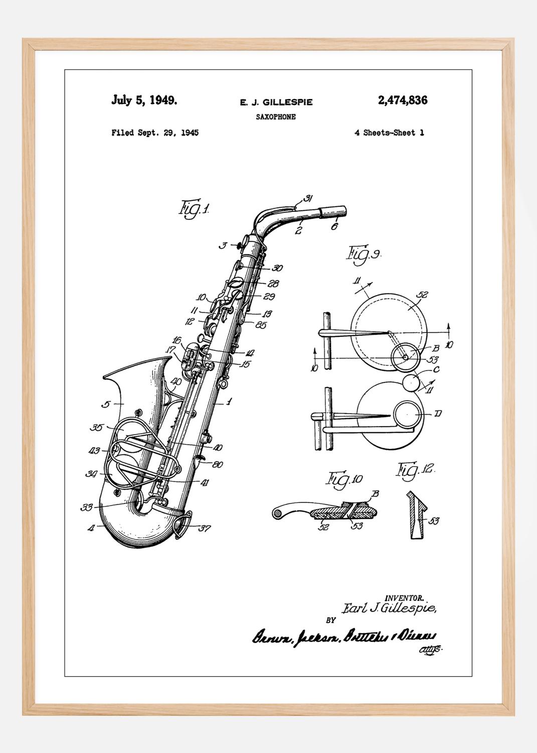 Product Image for Patent Print - Saxophone - White Poster (21x29.7 cm (A4))