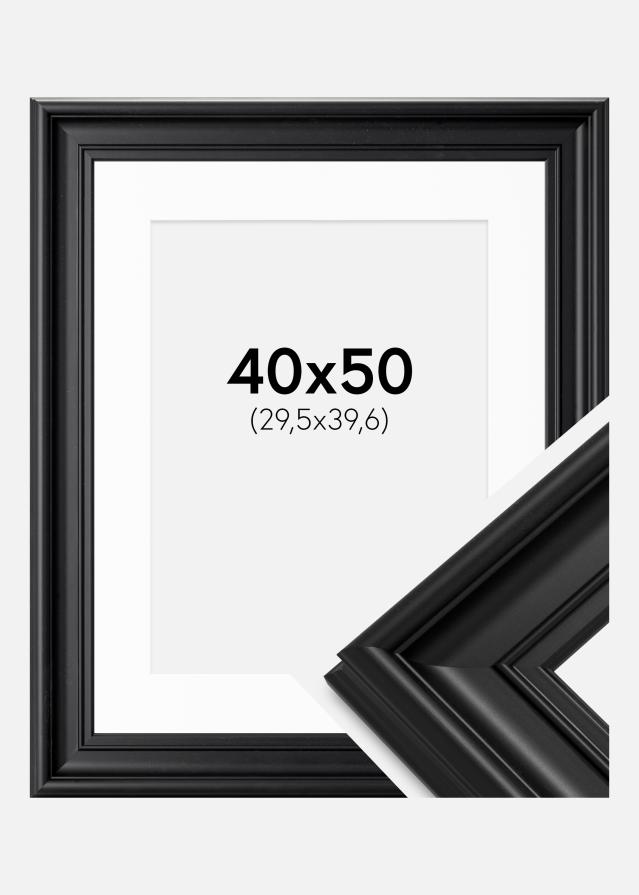 Rahmen Mora Premium Schwarz 40x50 cm - Passepartout Weiß 12x16 inches