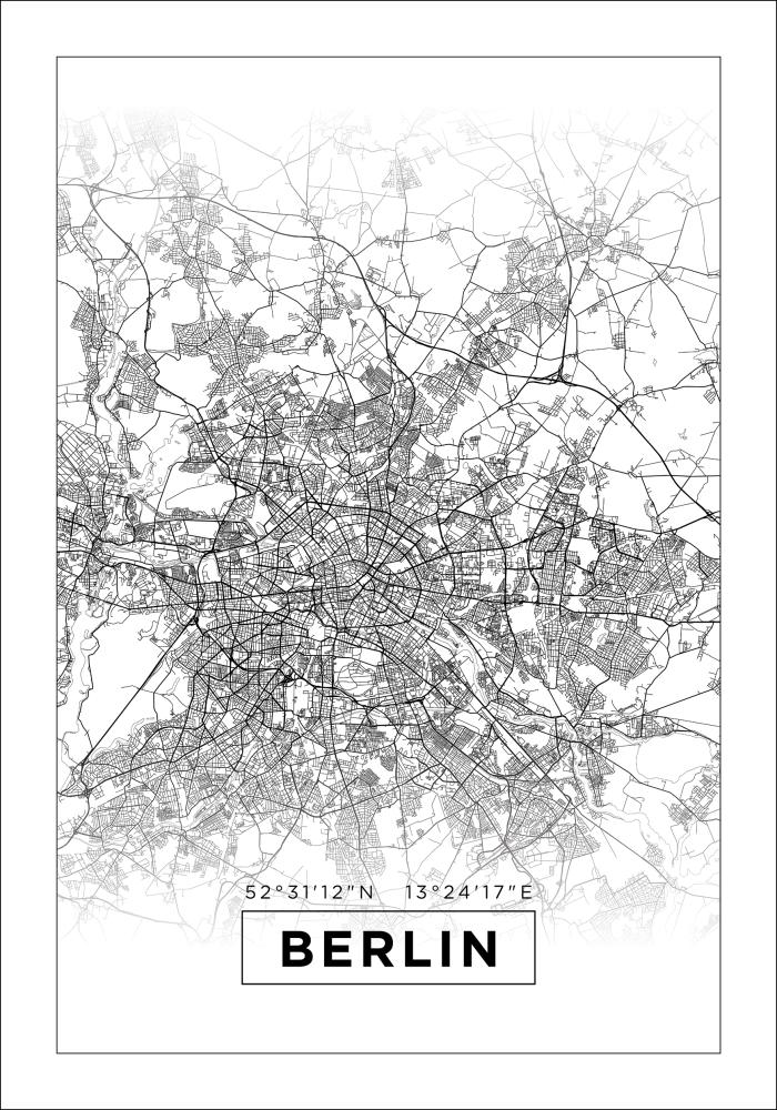 Map - Berlin - White Poster