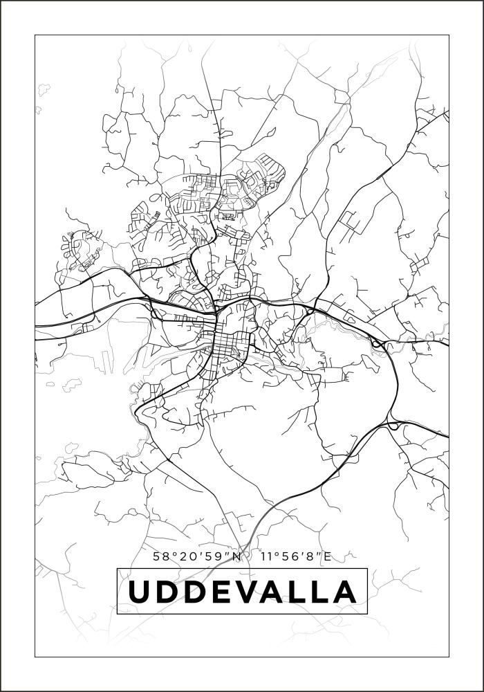 Map - Uddevalla - White Poster