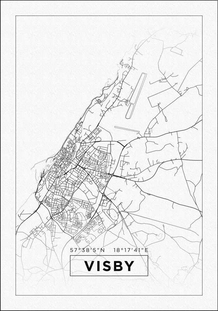 Map - Visby - White Poster