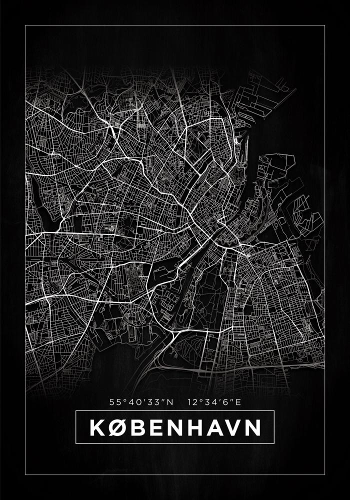 Map - København - Black Poster