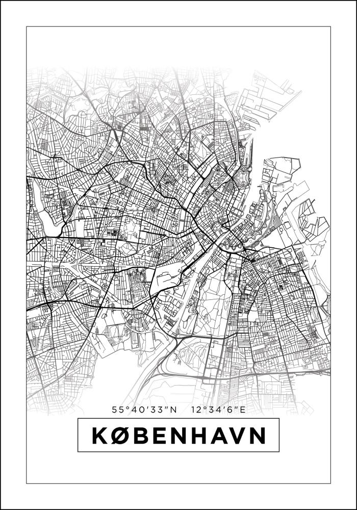 Map - København - White Poster