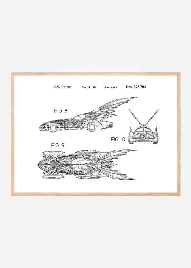 Patentzeichnung - Batman - Batmobile 1996 IIII Poster