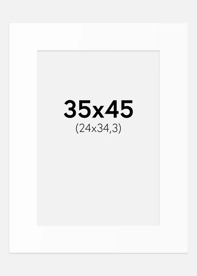 Passepartout Weiß Standard (weißer Kern) 35x45 cm (24x34,3)