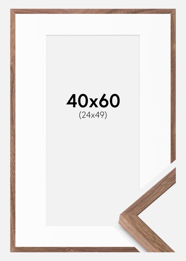 Rahmen Soul Walnut Veneer 40x60 cm - Passepartout Weiß 25x50 cm