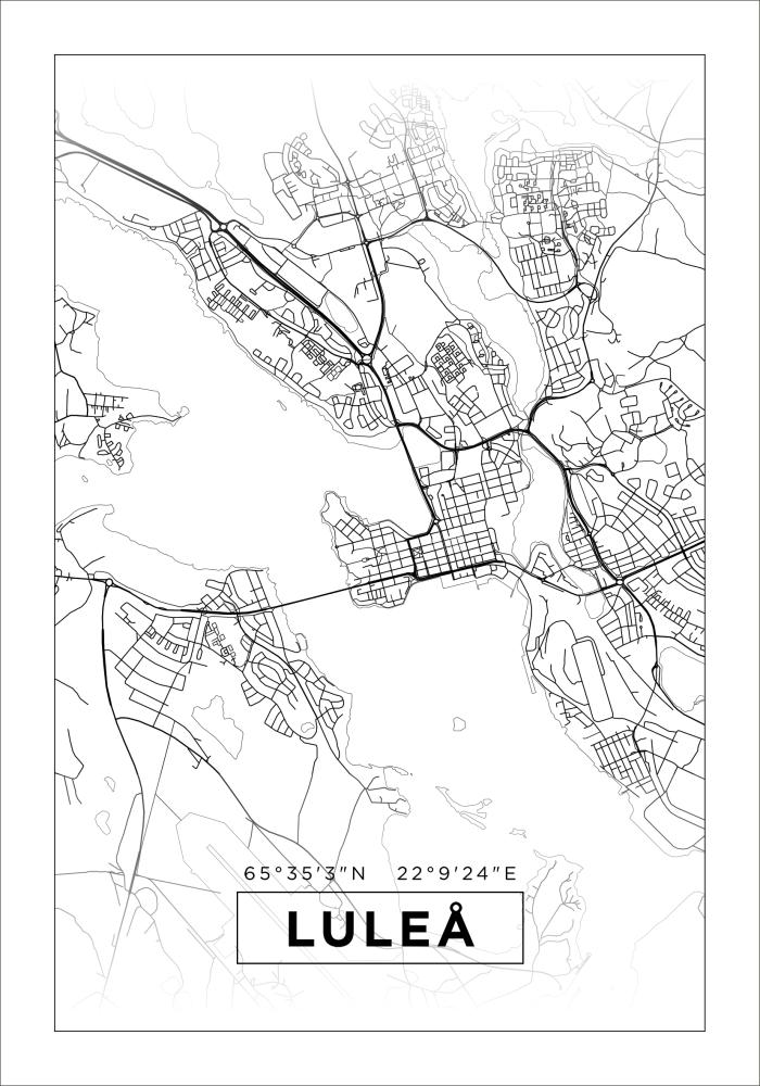 Map - Luleå - White Poster