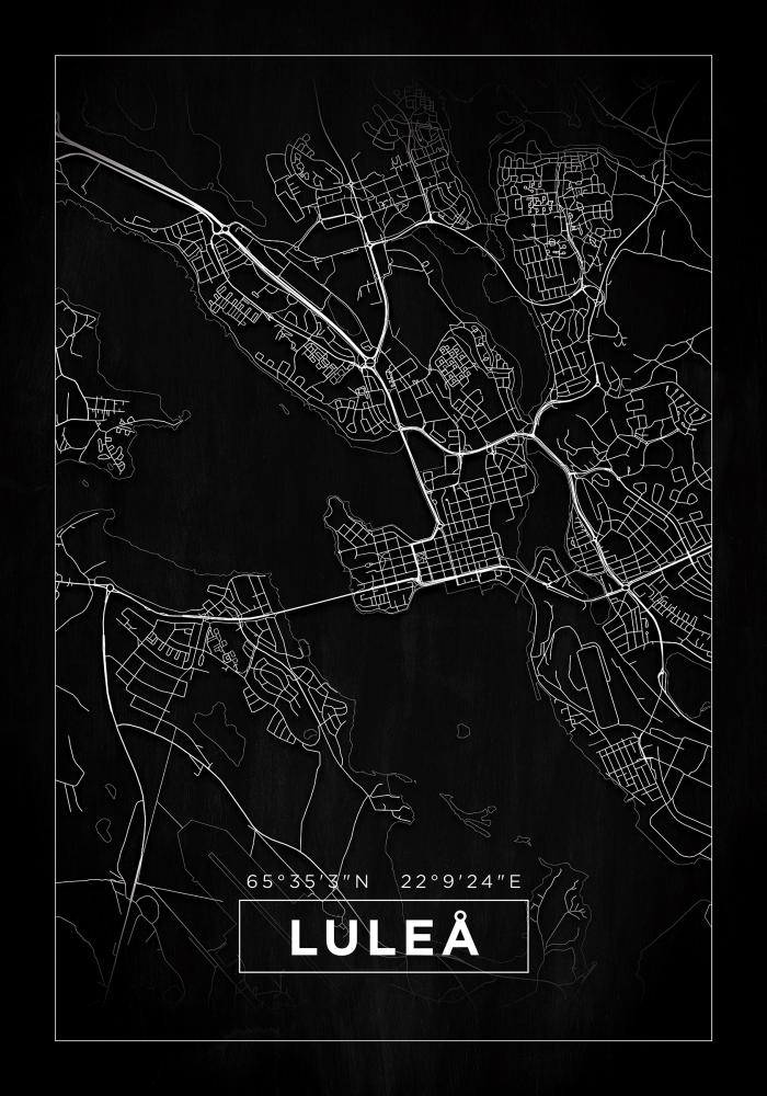 Map - Luleå - Black Poster