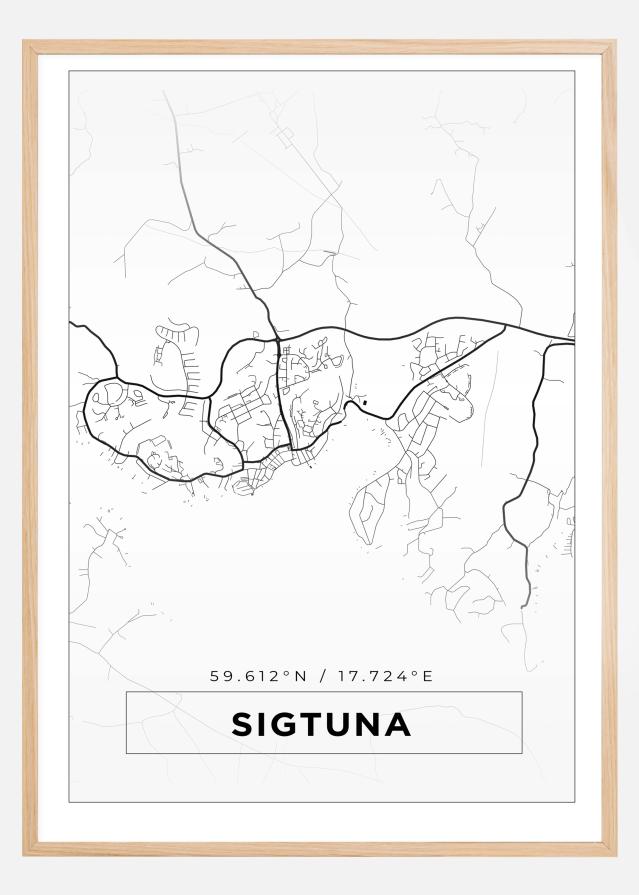 Map - Sigtuna - White Poster